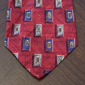Vintage Robert Talbott Studio Red Blue Hand Made 100% Silk Made In USA
